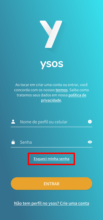 Opção 'Esqueci minha senha'