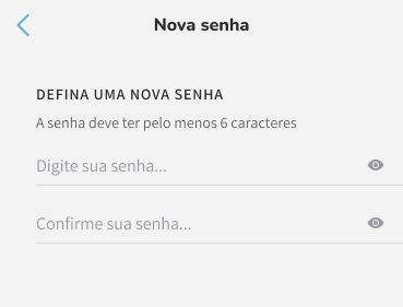 Tela para criar nova senha