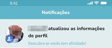 Notificação de perfil atualizado