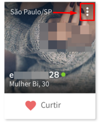 Menu de denúncia na página Explorar