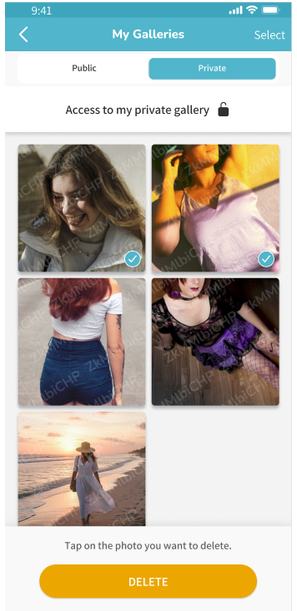 Selecting photos to delete